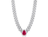 1.15 Carat (ctw) Lab-Created Ruby Curb Link Chain Necklace in Sterling Silver