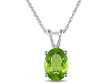 1.33 Carat (ctw) Peridot Solitaire Oval Pendant Necklace in 10K White Gold  with Chain