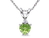 1/2 Carat (ctw) Peridot Heart Pendant Necklace in 10K White Gold  with Chain