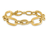 Ladies 14K Yellow Gold Link Bracelet (7.5 Inches) Satin and Polished