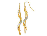 14K Yellow and White Gold Glitter Infused Spiral Dangle Earrings