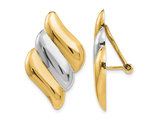 14K Yellow  and White Gold Polished Omega Back Earrings
