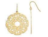 14K Yellow Gold Polished Lace Filigree Dangle Earrings