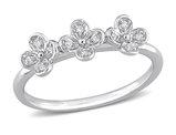 Accent Diamond Floral Ring in Sterling Silver