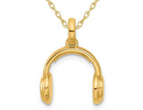 14K Yellow Gold Headphones Charm Pendant Necklace with Chain