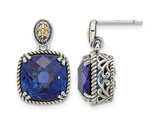 11.20 Carat (ctw) Lab-Created Blue Sapphire Earrings in Sterling Silver