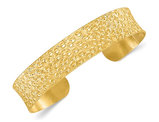 Yellow Plated Sterling Silver Textured Cuff Bangle Bracelet