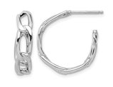 14K White Gold Polished Link Hoop Earrings