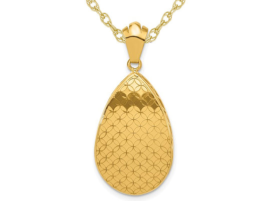 18K Yellow Gold Drop Pendant Necklace with Chain