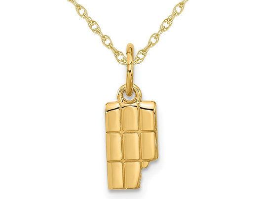 14K Yellow Gold Fancy Chocolate Charm Pendant Necklace with Chain