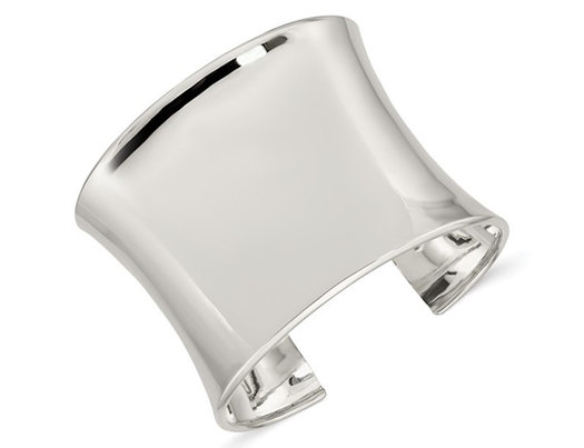 Sterling Silver Polished Cuff Bangle Bracelet (50mm)