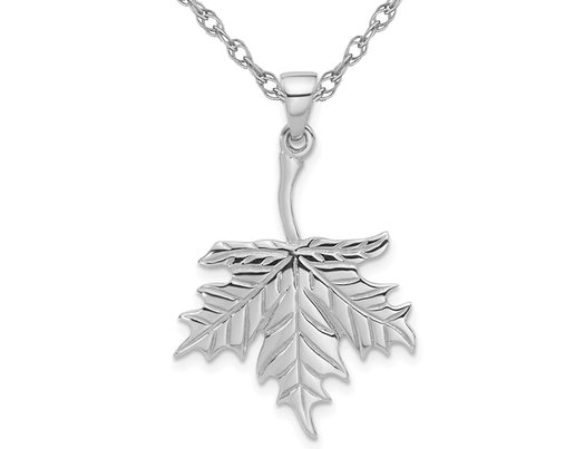 Sterling Silver Leaf Charm Pendant Necklace with Chain