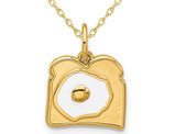 14K Yellow Gold Fancy Egg on Toast Charm Pendant Necklace with Chain