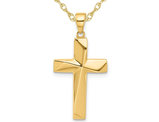 14K Yellow Gold Polished Cross Pendant Necklace with Chain