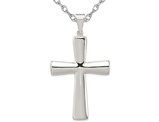 Sterling Silver Polished Hollow Cross Pendant Necklace with Chain