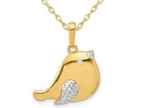 14K Yellow Gold Bird Charm Pendant Necklace with Chain