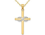 14K Yellow Gold Infinity Cross Pendant Necklace with Chain