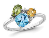 2.01 Carat (ctw)Blue Topaz, Peridot, and Citrine Ring in Sterling Silver