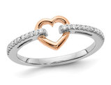 1/8 Carat (ctw) Diamond Heart Ring in 10K White and Rose Gold