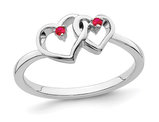 Interlocking Heart Ring in 14K White Gold with Rubies