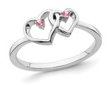 Interlocking Heart Ring in 14K White Gold with Pink Tourmalines