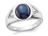 Mens 4.00 Carat (ctw) Lab-Created Sapphire Ring in Sterling Silver
