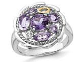1.84 Carat (ctw) Amethyst and Pink Quartz Ring in Sterling Silver
