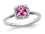 4/5 Carat (ctw) Lab-Created Pink Sapphire Ring in 10K White Gold with Diamonds