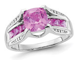 2.76 Carat (ctw) Lab-Created Pink Sapphire Ring in Sterling Silver