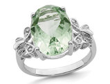 4.35 Carat (ctw) Oval-Cut Green Quartz Ring in Sterling Silver