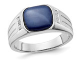 Mens 3.00 Carat (ctw) Lab-Created Sapphire Ring in Sterling Silver