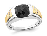 Men's 3.40 Carat (ctw) Black Onyx Ring with Diamonds in Sterling Silver