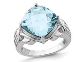 9.30 Carat (ctw) Cushion-Cut Sky Blue Topaz Ring in Sterling Silver