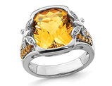 6.96 Carat (ctw) Antiqued Citrine Ring Sterling Silver