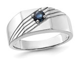 Mens 1/3 Carat (ctw) Dark Blue Sapphire Ring in Sterling Silver