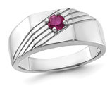 Men's 1/3 Carat (ctw) Ruby Ring in Sterling Silver