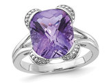 5.33 Carat (ctw) Amethyst Ring in Polished Sterling Silver