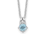 2/3 Carat (ctw) Sky Blue Topaz Pendant Necklace in Sterling Silver with Chain (16 Inches)