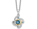 2/3 Carat (ctw) London Blue Topaz Pendant Necklace in Sterling Silver with Chain (18 Inches)