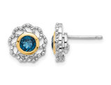1.14 Carat (ctw) London Blue Topaz Button Post Earrings in Sterling Silver