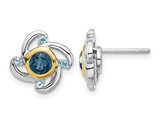 1.43 Carat (ctw) London Blue Topaz Button Post Earrings in Sterling Silver