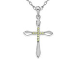 Sterling Silver Cross Pendant Necklace with Peridot and Chain