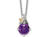 1.70 Carat (ctw) Amethyst Solitaire Drop Pendant Necklace in Sterling Silver with Chain