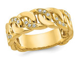 Men's 10K Yellow Gold Link Ring With Diamonds 1/8 Carat (ctw)