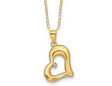 Yellow Plated Sterling Silver Heart Pendant Necklace with Chain (16 inches)