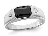 Men's 2.19 Carat (ctw) Black Onyx Ring in 14K White Gold