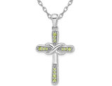 1/3 Carat (ctw) Peridot Cross Pendant Necklace in Sterling Silver with Chain