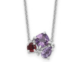 1.52 Carat (ctw) Amethyst, Garnet and Quartz Necklace in Sterling Silver with Chain