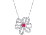 2.78 Carat (ctw) Pink White Topaz Flower Pendant Necklace in Sterling Silver with Chain