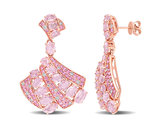 13.80 Carat (ctw) Pink Sapphire Dangle Earrings in 14K Rose Pink Gold with Diamonds